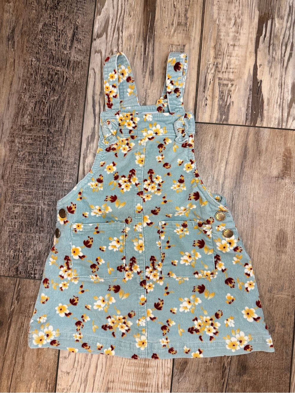 Blue Floral Corduroy Dress for Kids